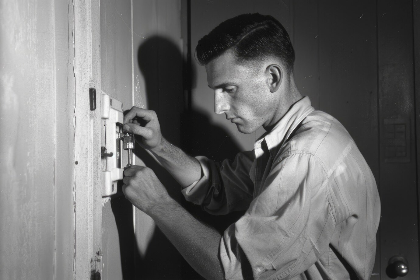 A handyman repairing a lock in house of tampines singapore